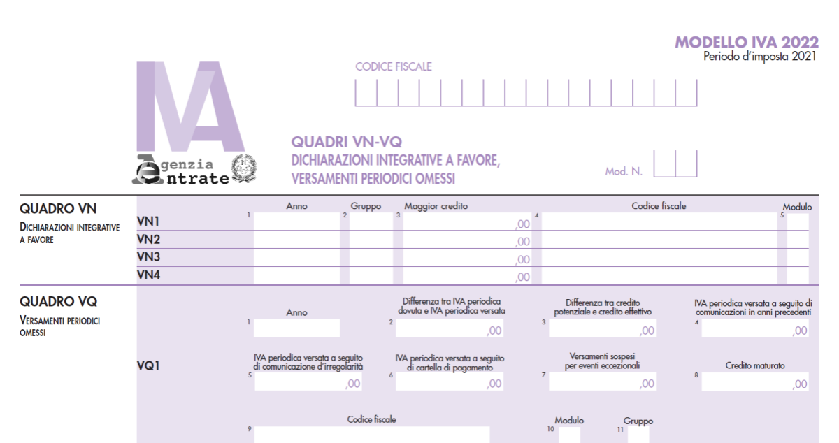 Quadro VQ dichiarazione IVA 2022 istruzioni per la compilazione