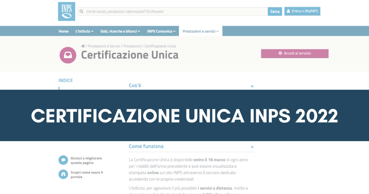 CU INPS 2022 disponibile online: in ritardo arrivano le istruzioni per  ottenere la Certificazione Unica