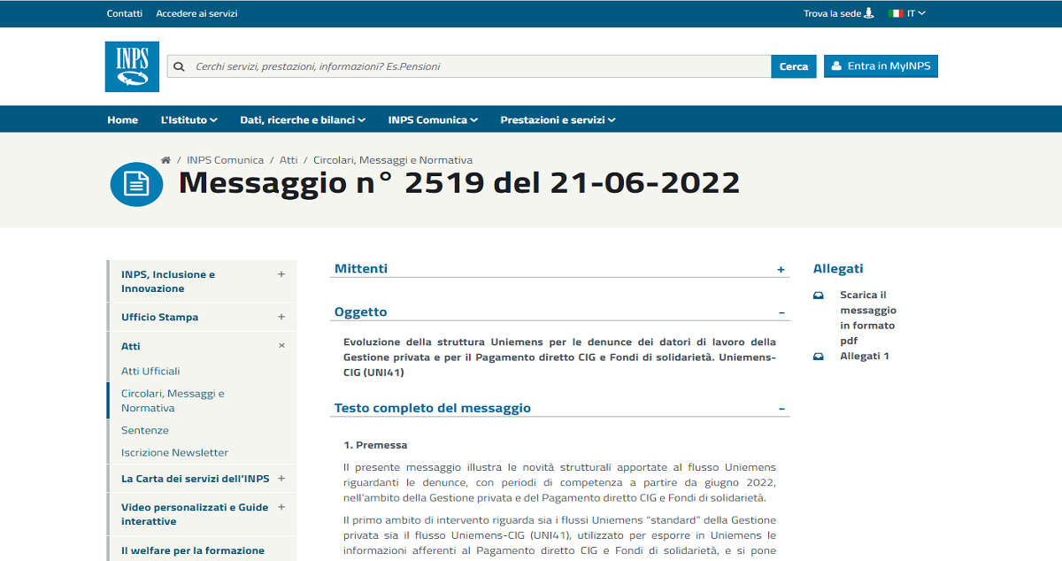 Assegni familiari le istruzioni INPS per inserirli nel flusso UNIEMENSCIG