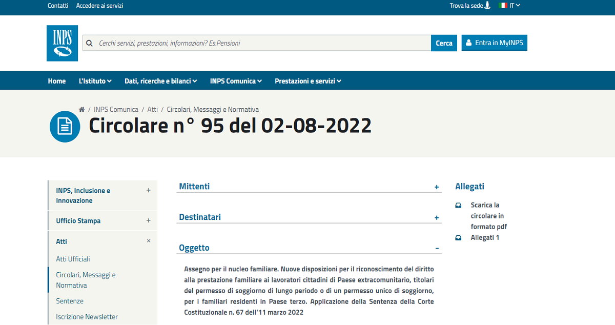 Assegni familiari, novità INPS per gli ANF agli stranieri extra UE