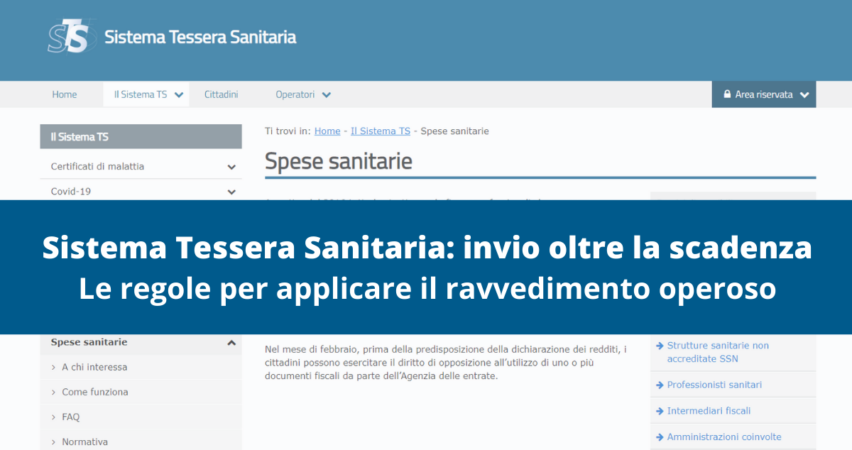 Sistema Tessera Sanitaria, invio dei dati oltre la scadenza ok al