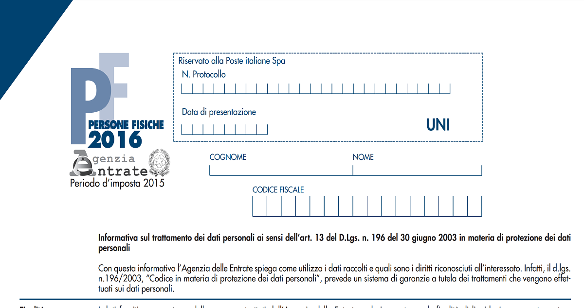 Dichiarazione dei redditi unico pf 2016: modello, istruzioni e ... Modulo 740 per dichiarazione dei redditi
