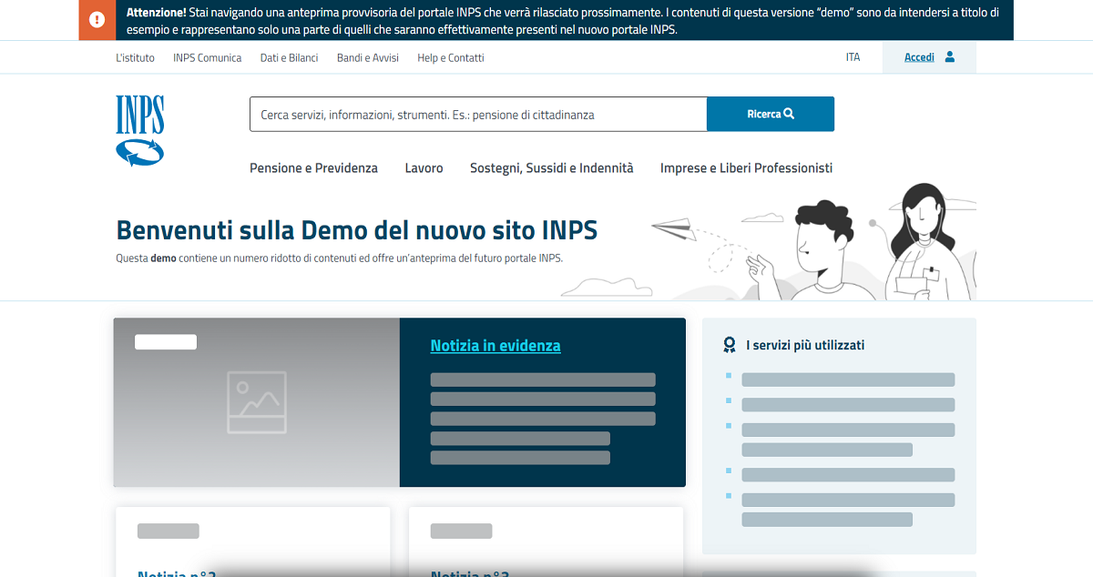 Servizi INPS il nuovo sito è quasi pronto, online la versione di prova