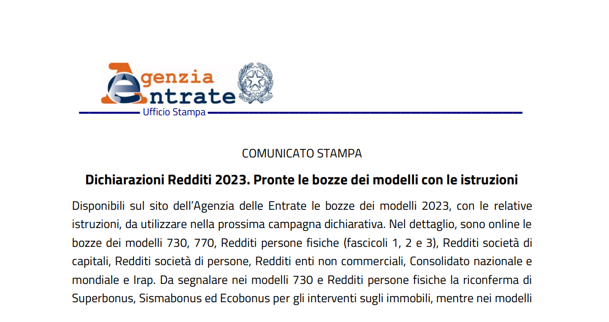 Dichiarazione Dei Redditi 2023 Dall Agenzia Delle Entrate Modelli E delega-agenzia-entrate-pdf