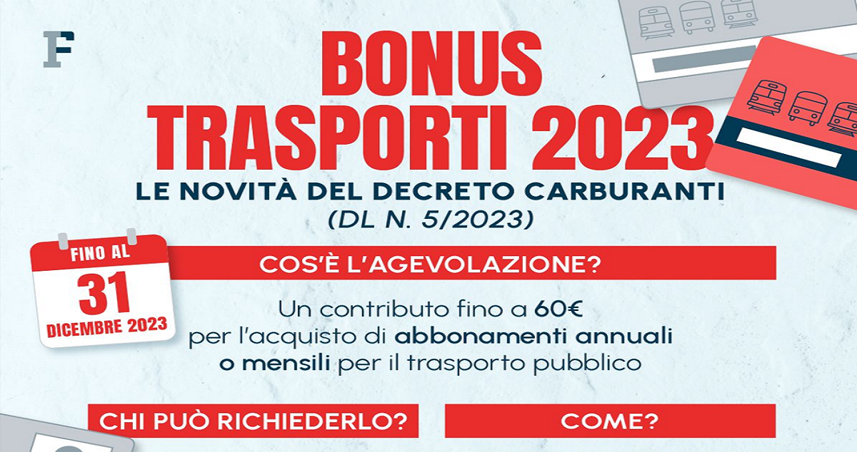 Bonus trasporti di 60 euro anche nel 2023