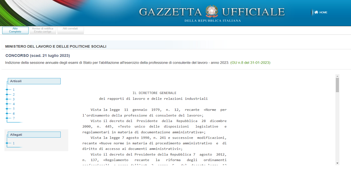 Esame di abilitazione Consulenti del Lavoro 2023 domanda entro il 21