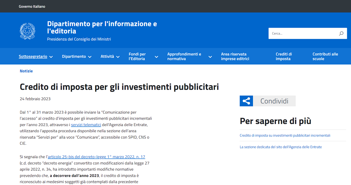 Bonus pubblicità 2023 domanda per il credito d’imposta entro la scadenza del 31 marzo, novità e
