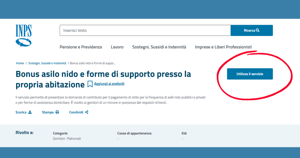 Domanda bonus asilo nido 2023, attivo il servizio online INPS le