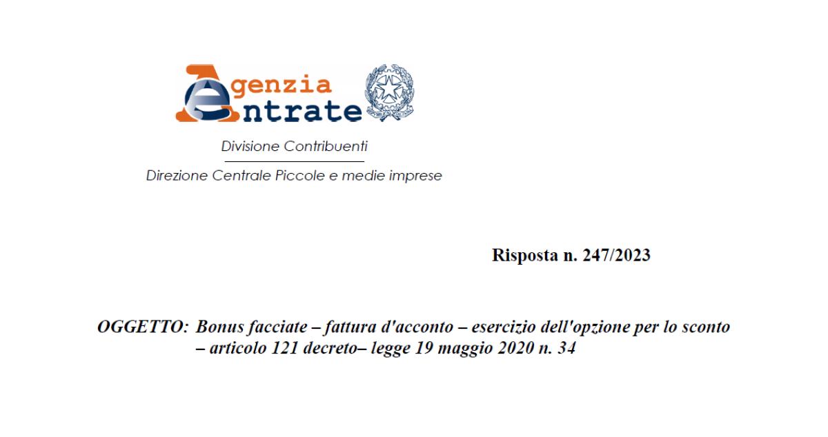 Bonus facciate, via libera allo sconto in fattura anche se non è indicato in tutte le fatture