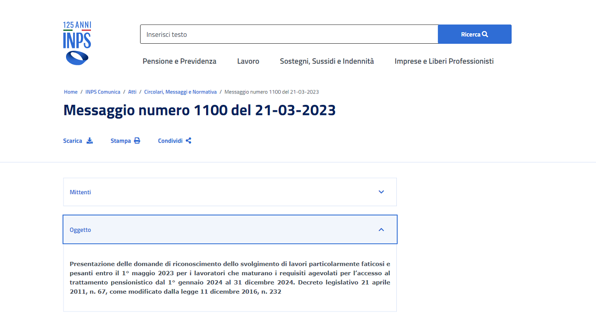 Lavori usuranti, domanda all’INPS per l’accesso alla pensione