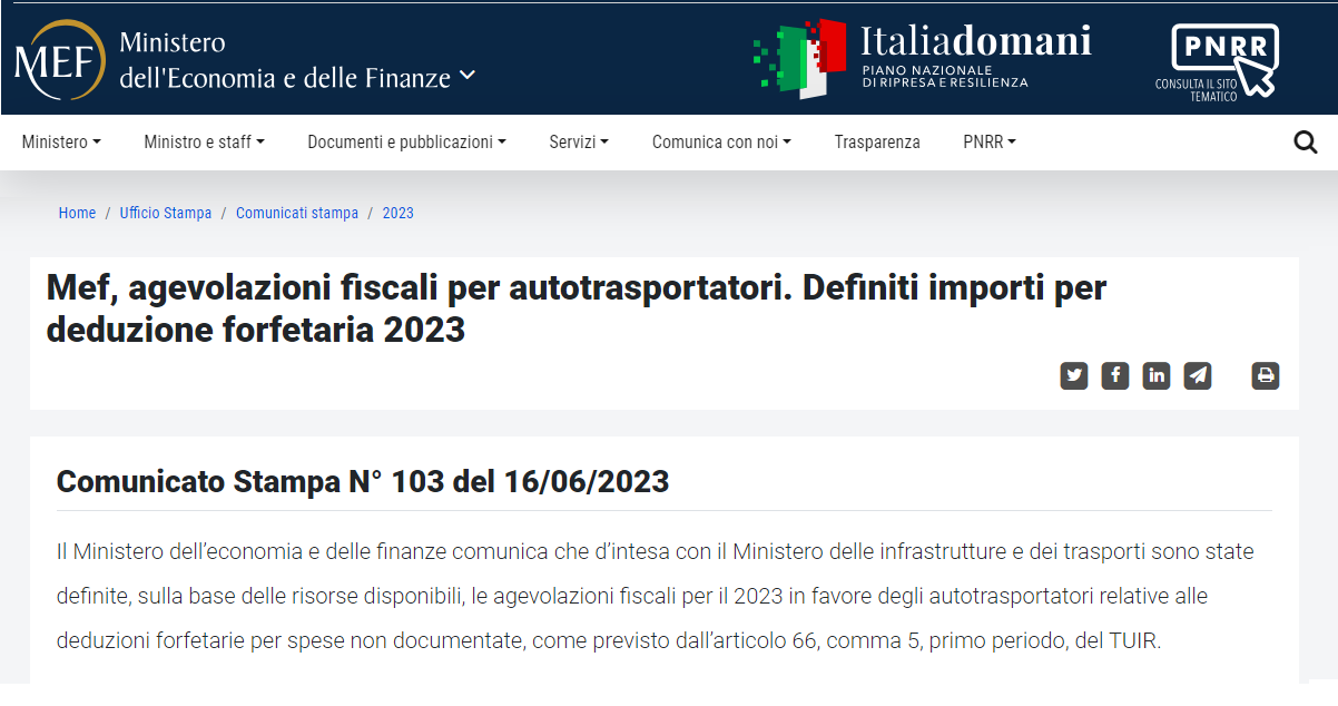 Deduzione autotrasportatori 2023, l’importo torna a 48 euro istruzioni