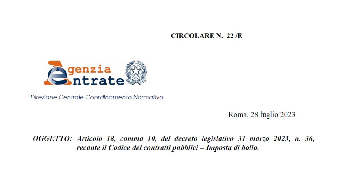 Imposta di bollo, le istruzioni delle Entrate sulle novità del Codice