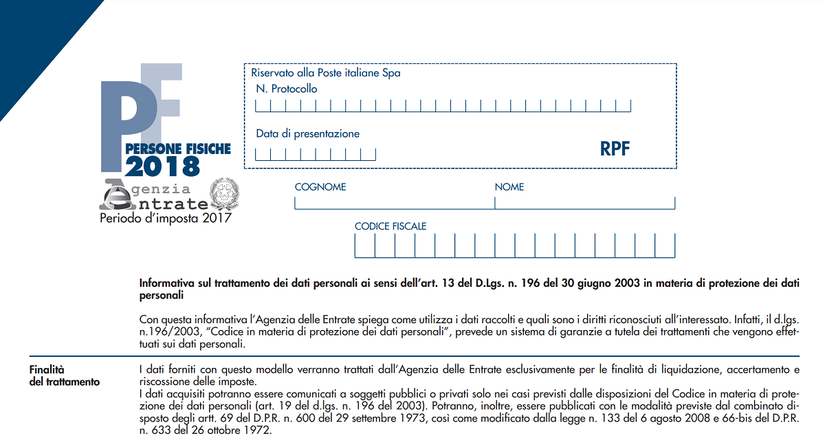 Ufficiale Modello Redditi Pf 2018 Istruzioni E Scadenza