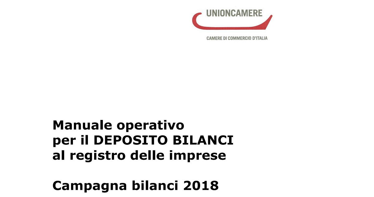 Deposito bilancio 2018 manuale operativo UnionCamere