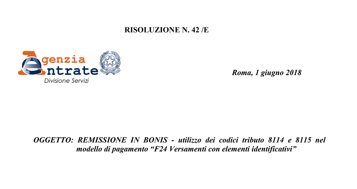 Remissione In Bonis Sanzioni Con F24 Elide Dall11 Giugno 2018