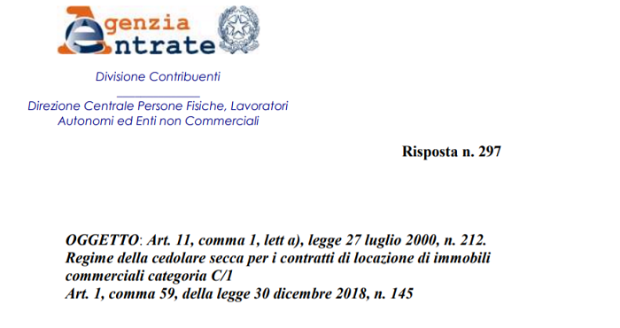 Cedolare Secca Affitti Commerciali Anche In Caso Di Proroga