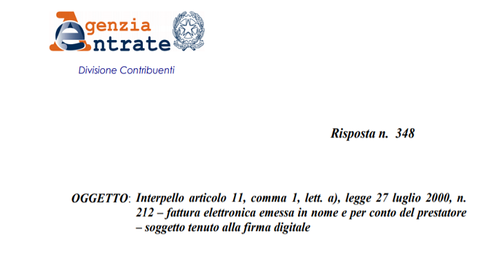 Fattura In Nome E Per Conto
