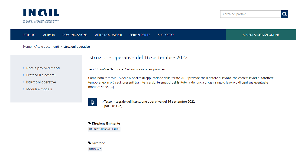 Modulo 178 Inail Denuncia nuovo lavoro temporaneo INAIL: riaperto il servizio online per ...