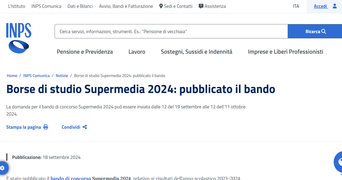borsa di studio inps universitari