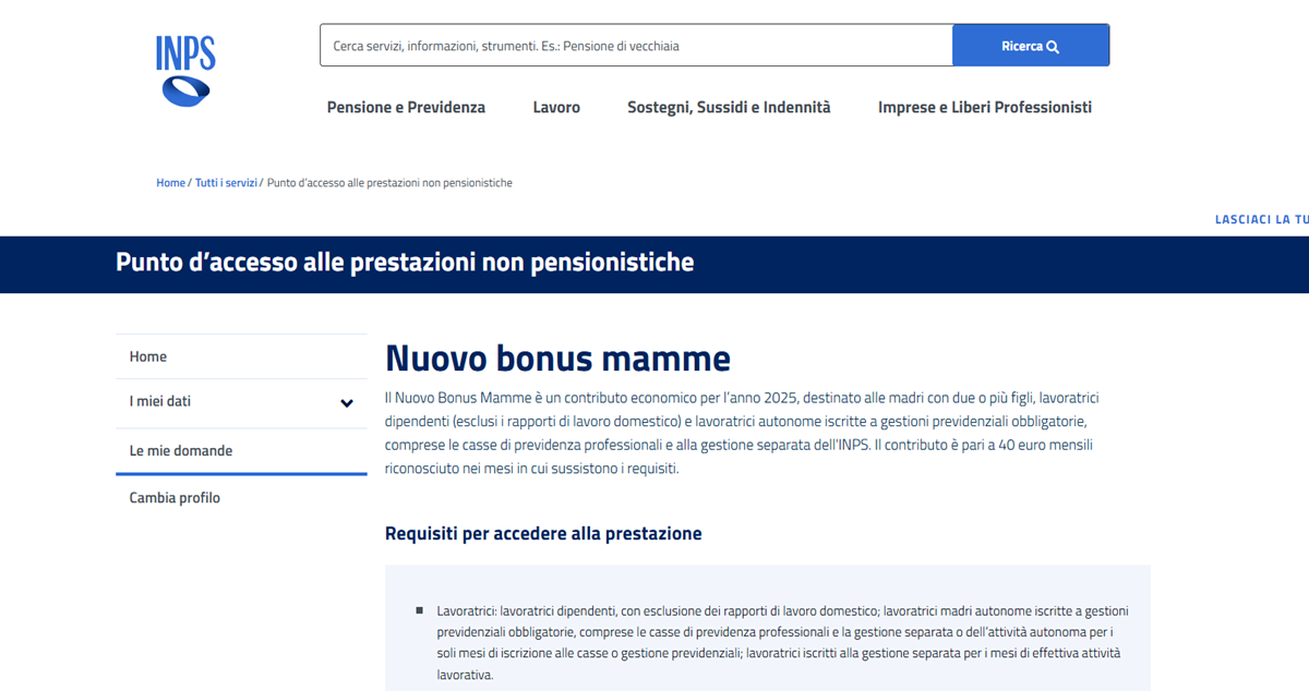 Bonus Inps Bonus mamme, sito INPS in tilt
