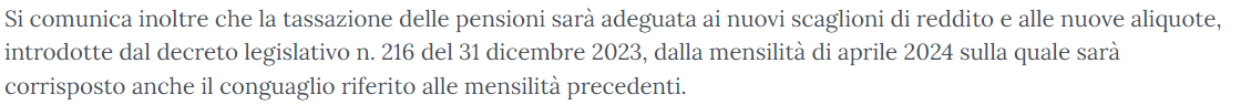 Notizia INPS del 22 gennaio 2024 sul cedolino pensione di febbraio