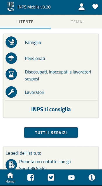 INPS Mobile - Home page