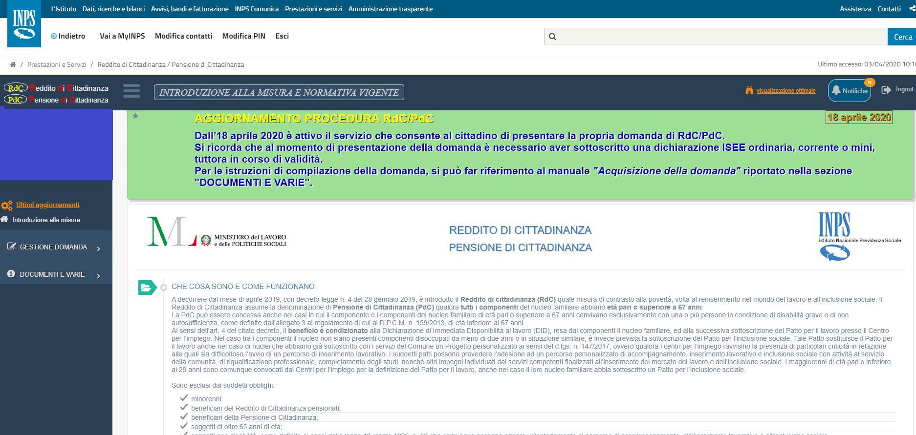 Reddito di cittadinanza, domanda online sul sito INPS come fare