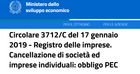 Registro imprese: cancellazione senza obbligo di PEC