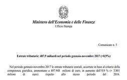Entrate tributarie ancora in aumento. Comunicato ufficiale del Mef