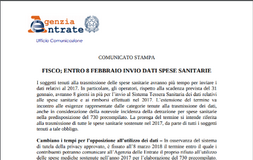 Ufficiale: proroga scadenza comunicazione spese sanitarie 2018
