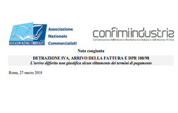 Detrazione IVA: arrivo differito non rinvia i termini di pagamento 