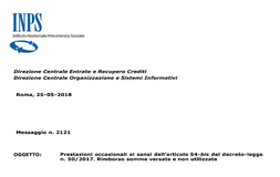 Prestazioni occasionali: rimborso somme versate e non utilizzate