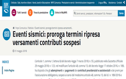 Eventi sismici Centro Italia: proroga termini ripresa versamenti contributi sospesi
