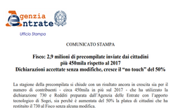 Precompilata: 2,9 milioni di invii nel 2018. L'80% preferisce il CAF