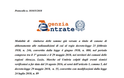 Rimborso Canone Rai, istruzioni per i comuni del Centro Italia