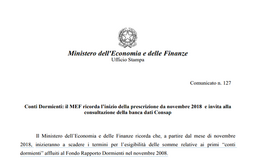 Conti dormienti, prescrizione da novembre 2018. Dal MEF istruzioni sui rimborsi