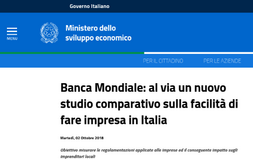 In arrivo studio comparativo sulla facilità di fare impresa in Italia