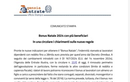 Bonus Natale con più beneficiari: nuova circolare dell'Agenzia delle Entrate