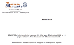 Regime forfettario e cessione d'azienda: la plusvalenza non è tassata