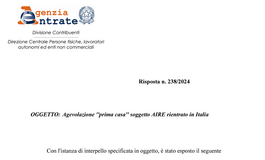 Agevolazioni prima casa per residente all'estero per lavoro