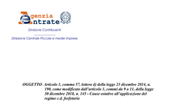 Regime forfettario: la quota di SRL può essere una causa ostativa