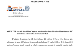 Il codice identificativo per l'accollo del debito d'imposta nel modello F24