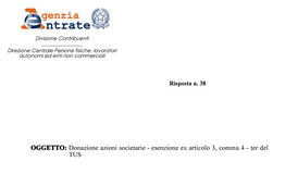 Donazione quote societarie: esenzione per nuda proprietà con diritto di voto e controllo