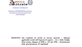 Servitù terreni agricoli, imposta di registro al 9%: riesame delle controversie pendenti
