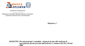 Imposta di registro per terreni senza la piccola proprietà contadina