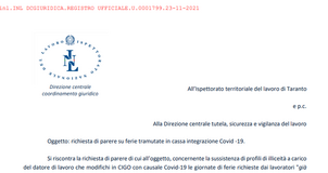 Ferie, possibile la trasformazione in cassa integrazione: i chiarimenti dell'INL