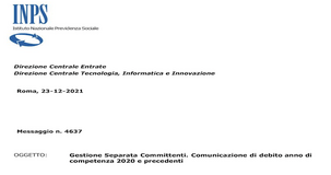 Gestione Separata INPS, inviate le comunicazioni di debito 2020 ai committenti