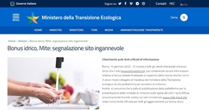 Bonus idrico, piattaforma non ancora attiva: il MITE mette in guardia su portali non ufficiali