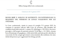 Bonus bebé e assegno di maternità anche ai cittadini non comunitari con permesso di soggiorno breve