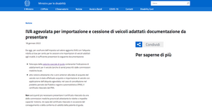 IVA auto disabili: dal 18 gennaio 2022 cambiano i documenti da presentare